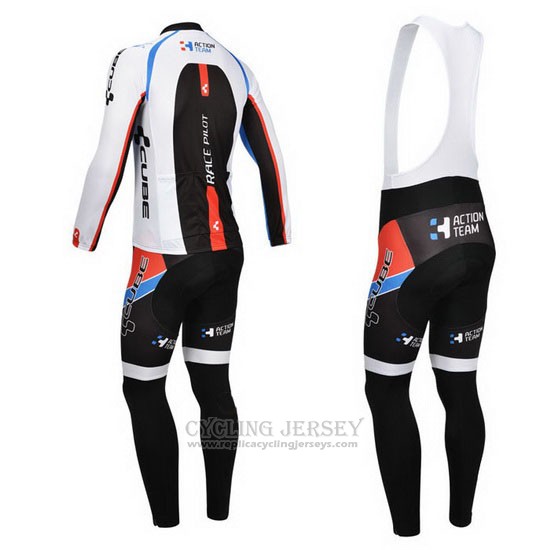 2013 Cycling Jersey Cube Black and White Long Sleeve and Bib Tight