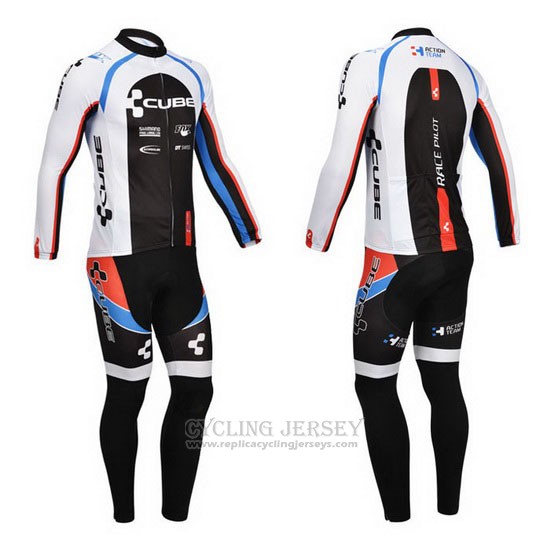 2013 Cycling Jersey Cube Black and White Long Sleeve and Bib Tight