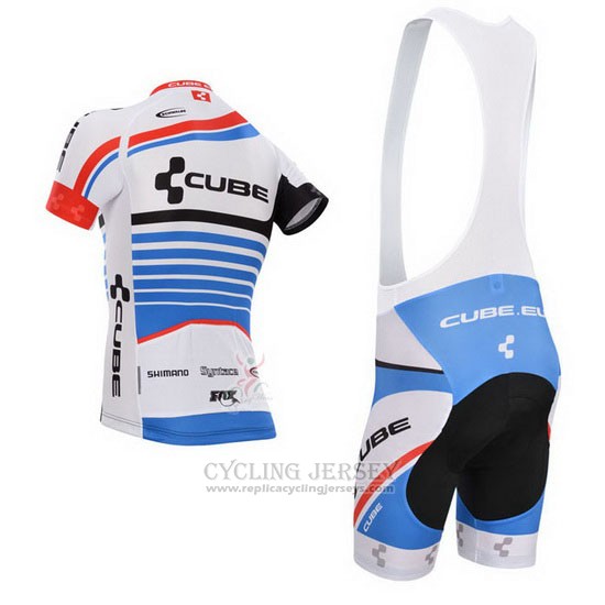 2014 Cycling Jersey Cube Blue and White Short Sleeve and Bib Short