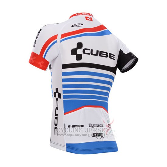 2014 Cycling Jersey Cube Blue and White Short Sleeve and Bib Short