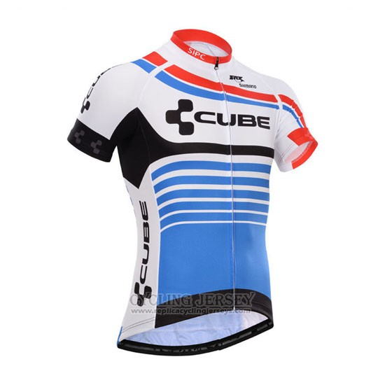 2014 Cycling Jersey Cube Blue and White Short Sleeve and Bib Short