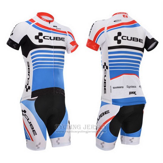 2014 Cycling Jersey Cube Blue and White Short Sleeve and Bib Short
