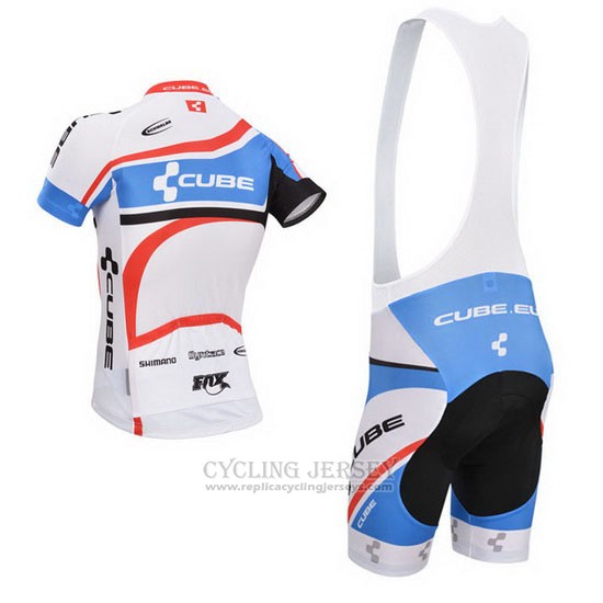 2014 Cycling Jersey Cube White and Blue Short Sleeve and Bib Short