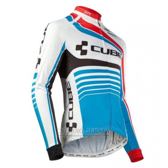 2016 Cycling Jersey Cube Blue and White Long Sleeve and Bib Tight