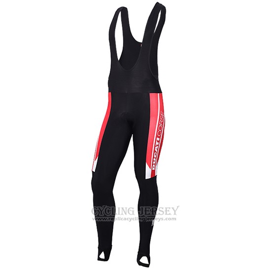 2016 Cycling Jersey Ducati White and Red Long Sleeve and Bib Tight