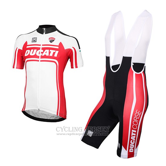 2016 Cycling Jersey Ducati White and Red Short Sleeve and Bib Short