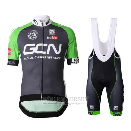 2016 Cycling Jersey GCN Gray and Green Short Sleeve and Bib Short