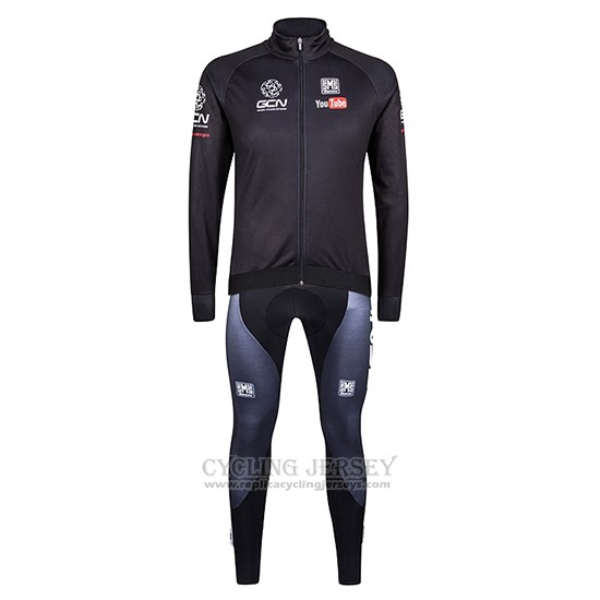 2016 Cycling Jersey Global Cycling Network Black Long Sleeve and Bib Tight