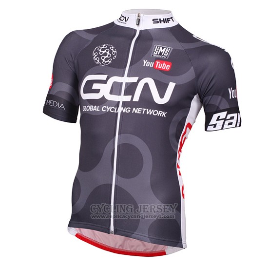 2016 Cycling Jersey Global Cycling Network Gray and Red Short Sleeve and Bib Short