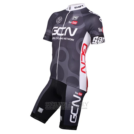2016 Cycling Jersey Global Cycling Network Gray and Red Short Sleeve and Bib Short