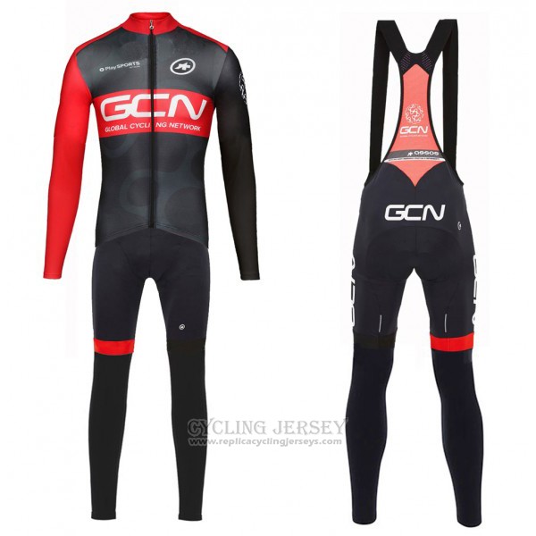 2017 Cycling Jersey GCN Black and Red Long Sleeve and Bib Tight