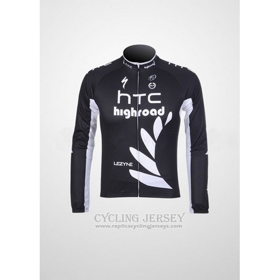2011 Cycling Jersey HTC Highroad Black and White Long Sleeve and Bib Tight