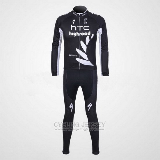 2011 Cycling Jersey HTC Highroad Black and White Long Sleeve and Bib Tight