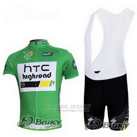 2011 Cycling Jersey HTC Highroad Green and White Short Sleeve and Bib Short