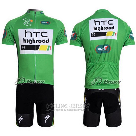 2011 Cycling Jersey HTC Highroad Green and White Short Sleeve and Bib Short