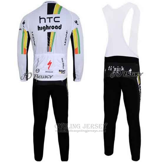 2011 Cycling Jersey HTC Highroad White Long Sleeve and Bib Tight