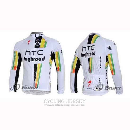 2011 Cycling Jersey HTC Highroad White Long Sleeve and Bib Tight