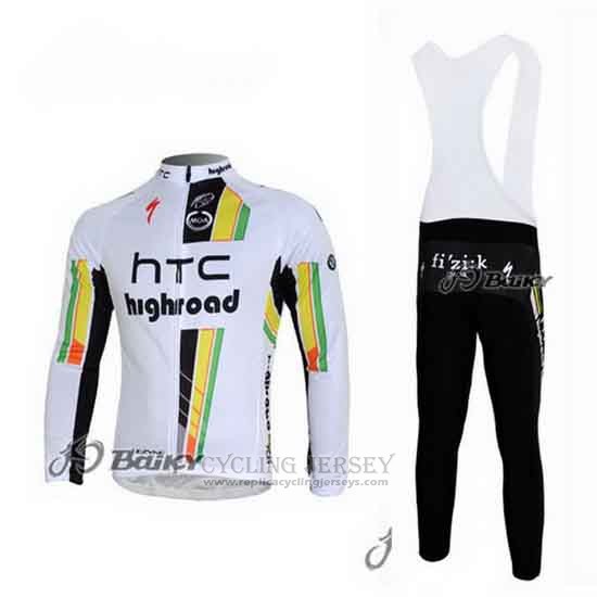 2011 Cycling Jersey HTC Highroad White Long Sleeve and Bib Tight