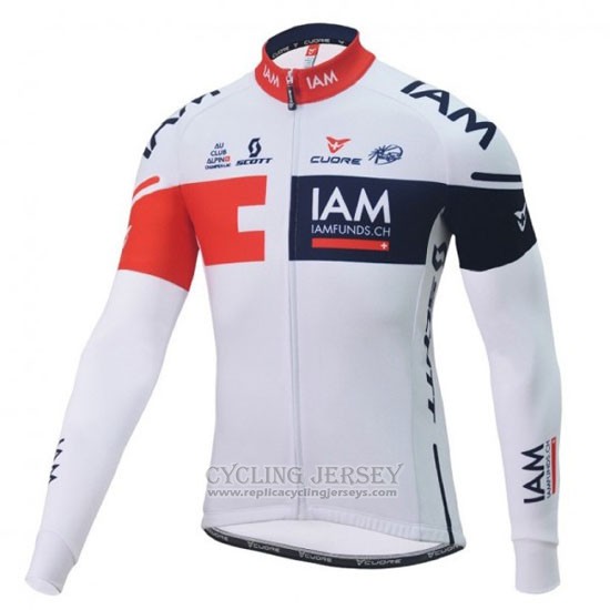 2016 Cycling Jersey IAM White and Blue Long Sleeve and Bib Tight