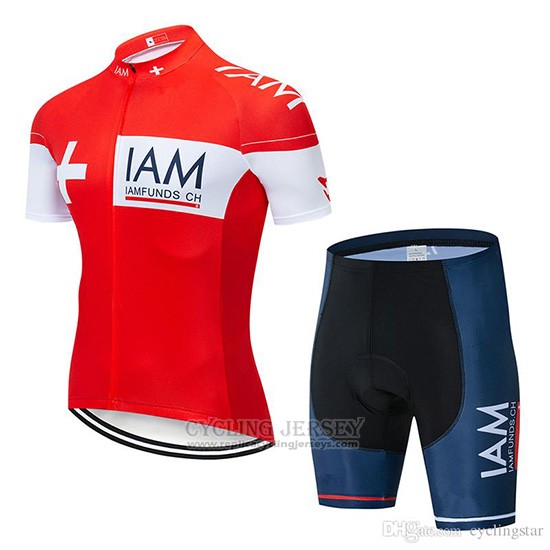 2019 Cycling Jersey IAM Red White Short Sleeve and Bib Short