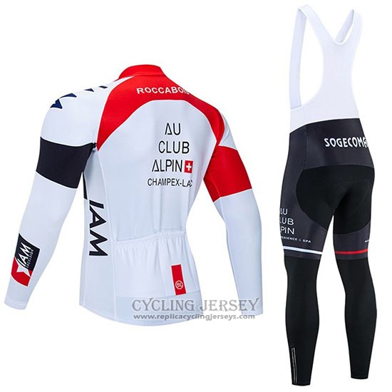 2020 Cycling Jersey IAM White Red Black Long Sleeve And Bib Tight