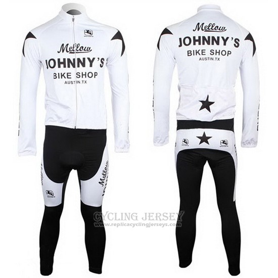 2010 Cycling Jersey Johnnys Black and White Long Sleeve and Bib Tight