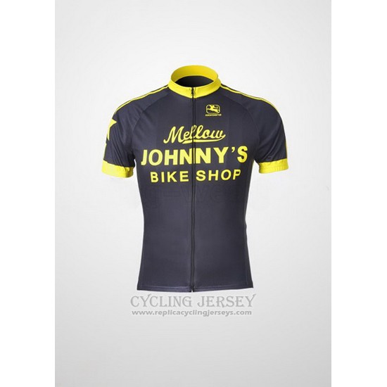 2010 Cycling Jersey Johnnys Black and Yellow Short Sleeve and Bib Short