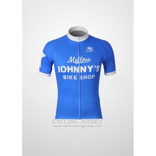2010 Cycling Jersey Johnnys White and Sky Blue Short Sleeve and Bib Short