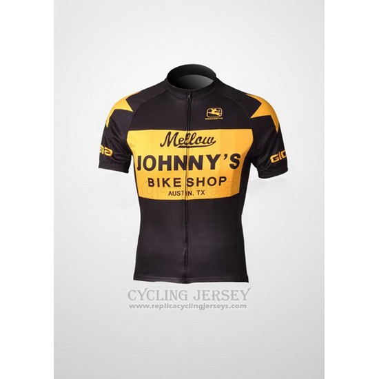 2010 Cycling Jersey Johnnys Yellow and Black Short Sleeve and Bib Short