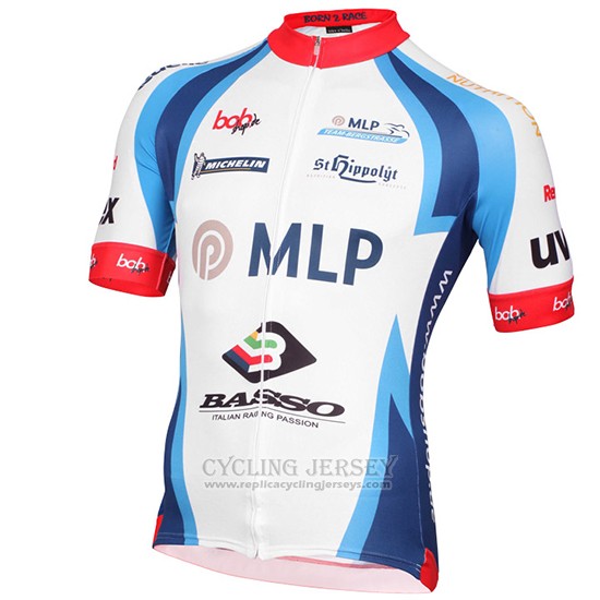 2015 Cycling Jersey MLP Team Bergstrasse White and Blue Short Sleeve and Bib Short