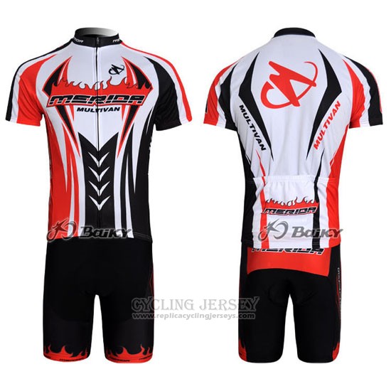 2011 Cycling Jersey Merida Black and Red Short Sleeve and Bib Short