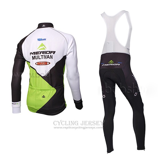2014 Cycling Jersey Multivan Merida Green and White Long Sleeve and Bib Tight