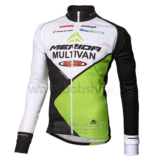 2014 Cycling Jersey Multivan Merida Green and White Long Sleeve and Bib Tight