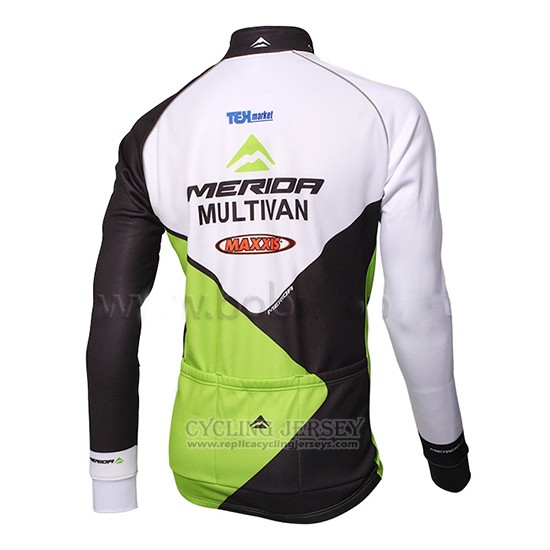2014 Cycling Jersey Multivan Merida Green and White Long Sleeve and Bib Tight