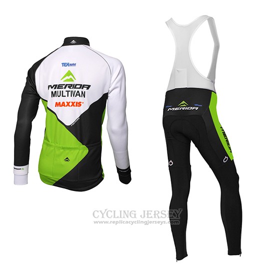 2016 Cycling Jersey Multivan Merida Green and White Long Sleeve Salopette
