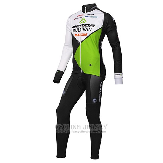 2016 Cycling Jersey Multivan Merida Green and White Long Sleeve Salopette