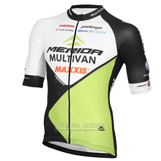 2016 Cycling Jersey Multivan Merida Green and White Short Sleeve and Bib Short