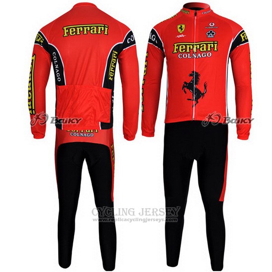 2011 Cycling Jersey Ferrari Black and Green Long Sleeve and Bib Tight Pantaloni