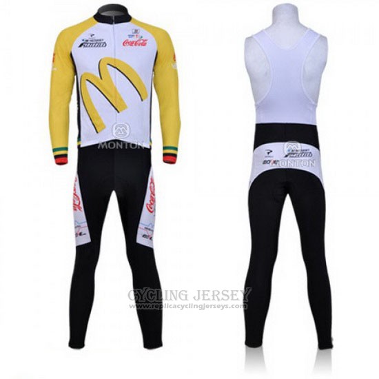 2011 Cycling Jersey McDonalds White and Yellow Long Sleeve and Bib Tight