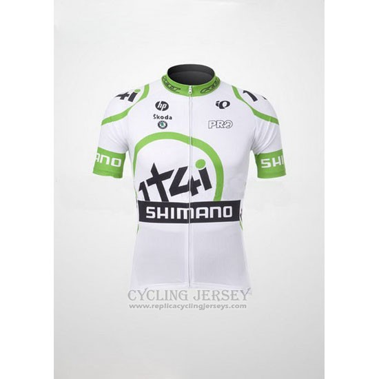 2012 Cycling Jersey 1t4i White and Green Short Sleeve and Bib Short