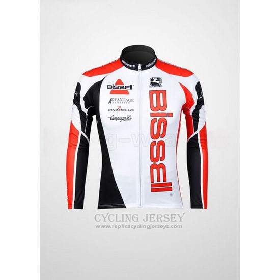 2012 Cycling Jersey Bissell White and Red Long Sleeve and Bib Tight