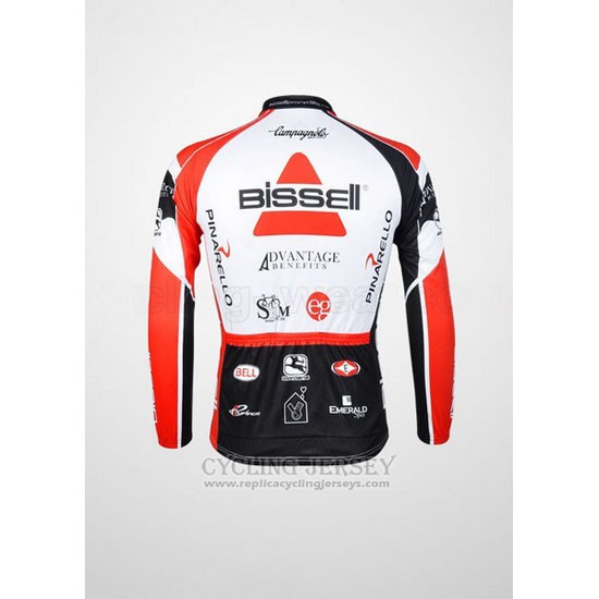 2012 Cycling Jersey Bissell White and Red Long Sleeve and Bib Tight