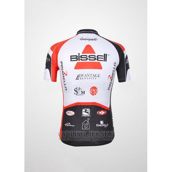2012 Cycling Jersey Bissell White and Red Short Sleeve and Bib Short