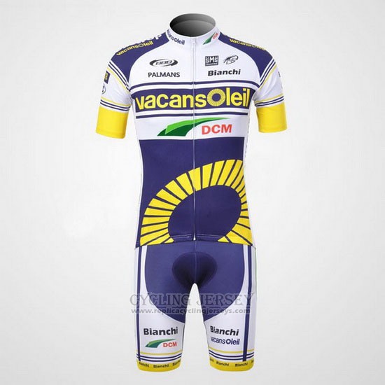 2012 Cycling Jersey Vacansoleil Yellow and Blue Short Sleeve and Bib Short