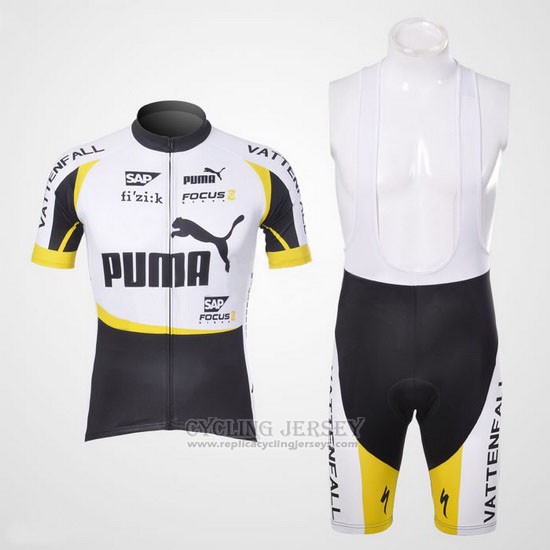 2013 Cycling Jersey Puma Black and White Short Sleeve and Bib Short