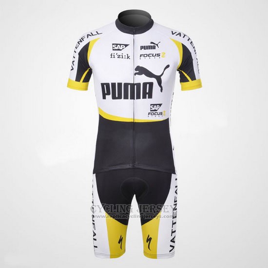 2013 Cycling Jersey Puma Black and White Short Sleeve and Bib Short