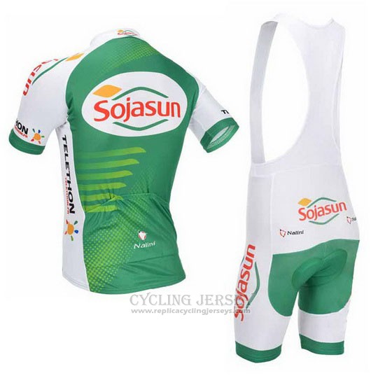 2013 Cycling Jersey Sojasun White and Green Short Sleeve and Bib Short