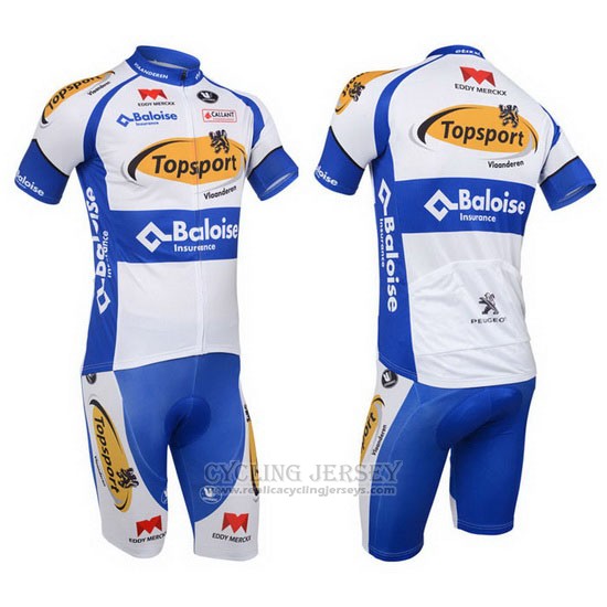 2013 Cycling Jersey Topsport White and Sky Blue Short Sleeve and Bib Short