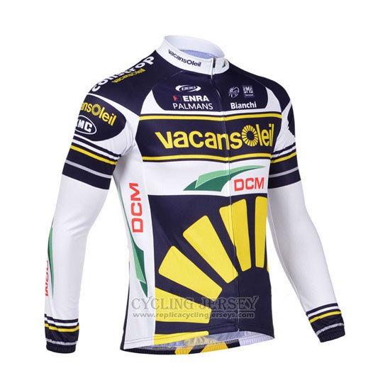 2013 Cycling Jersey Vacansoleil Yellow and Blue Long Sleeve and Bib Tight