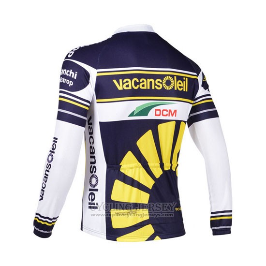 2013 Cycling Jersey Vacansoleil Yellow and Blue Long Sleeve and Bib Tight